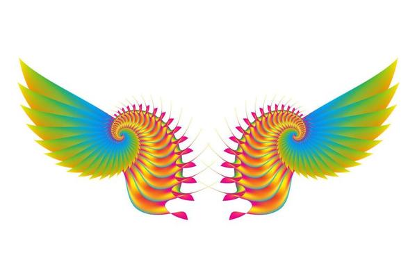 Illustration of Wings with colorful gradations with an Abstract concept