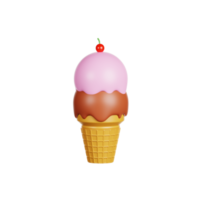 ilustración 3d de cono de helado png