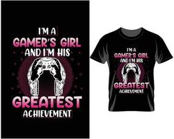 I am a gamer's girl Gaming quotes t shirt design vector