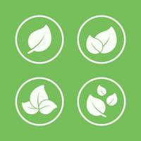 la naturaleza verde deja la silueta en un conjunto de iconos del logotipo circular. diseño de imágenes prediseñadas mínimo plano moderno simple. signo o símbolo para plantas, productos ecológicos, menú vegetariano, negocios orgánicos, etc. vector