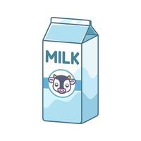 Tall vanilla cow's milk carton clipart element. Cute simple flat vector illustration design. Vanilla flavor dairy drink print, sign, symbol.