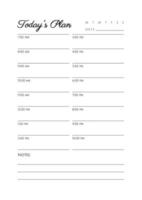 Daily Planner Simple Minimal Template. Undated Organizer and Schedule with place for Notes. vector