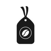 Paper tag with coffee bean icon silhouette. Simple flat clipart symbol element for cafe caffeine product or shop price labels, stickers, signs etc vector