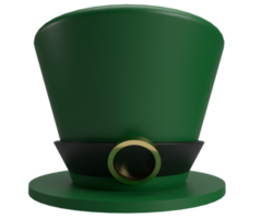 Hat green color symbol decoration ornament Saint patrick day st ireland irish country person shamrock object 17 seventeen march rich wealth success money spring magic culture.3d render png