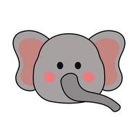 Cute Elephant Face Wild Animal Character in Animated Cartoon Vector Illustration