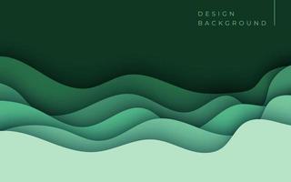 capas de corte de papel 3d de textura verde de múltiples capas en banner de vector degradado. diseño de fondo de arte de corte de papel abstracto para plantilla de sitio web. concepto de mapa topográfico o corte de papel de origami suave