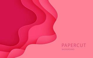 textura de color rosa de múltiples capas capas de corte de papel 3d en banner de vector degradado. diseño de fondo de arte de corte de papel abstracto para plantilla de sitio web. concepto de mapa topográfico o corte de papel de origami suave