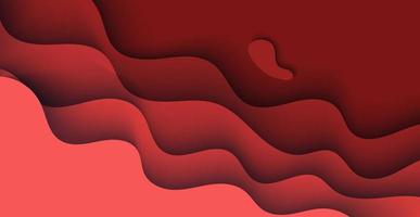 Multi layers red texture 3D papercut layers in gradient vector banner. Abstract paper cut art background design for website template. Topography map concept or smooth origami paper cut