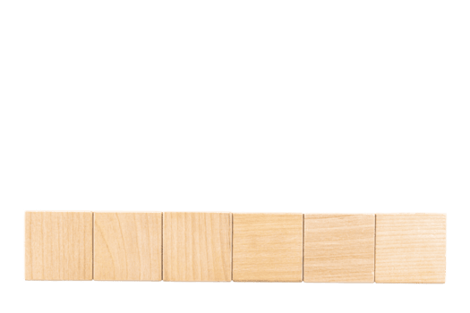 seis cubos de madeira. fundo transparente. png. copie o espaço. png