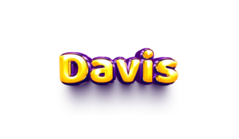 names of boy English helium balloon shiny celebration sticker 3d inflated Davis png