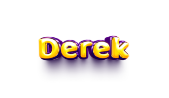 names of boy English helium balloon shiny celebration sticker 3d inflated Derek png