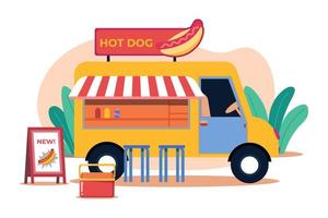 Hot Dog Food Truck Illustration concept on white background vector