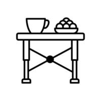 icono de contorno de vector de mesa de camping con ilustración de estilo de fondo. camping y símbolo al aire libre archivo eps 10