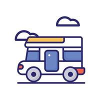 icono plano de vector de autocaravana con ilustración de estilo de fondo. camping y símbolo al aire libre archivo eps 10