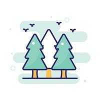 Forest vector filled outline icon with background style illustraion. Camping and Outdoor symbol EPS 10 file