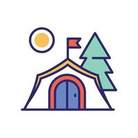 icono plano de vector de sitio de camping con ilustración de estilo de fondo. camping y símbolo al aire libre archivo eps 10