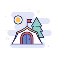 Camping Site vector filled outline icon with background style illustraion. Camping and Outdoor symbol EPS 10 file