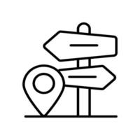 icono de contorno de vector de dirección con ilustración de estilo de fondo. camping y símbolo al aire libre archivo eps 10