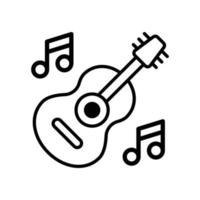 icono de contorno de vector de guitarra con ilustración de estilo de fondo. camping y símbolo al aire libre archivo eps 10