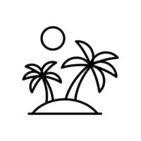 icono de contorno de vector de playa con ilustración de estilo de fondo. camping y símbolo al aire libre archivo eps 10