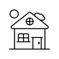 icono de contorno de vector de cabaña con ilustración de estilo de fondo. camping y símbolo al aire libre archivo eps 10