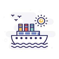 Ship vector filled outline icon with background style illustraion. Camping and Outdoor symbol EPS 10 file