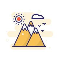 Mountain  vector filled outline icon with background style illustraion. Camping and Outdoor symbol EPS 10 file