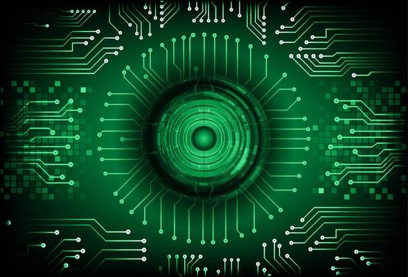 Modern Cybersecurity Technology Background with eye