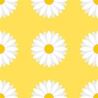 White daisy flowers seamless pattern isolated on yellow background. vector
