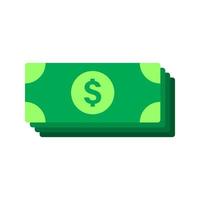 pila de billetes de dólar, billetes de papel, icono de dinero en efectivo en un diseño de estilo plano aislado en fondo blanco. vector