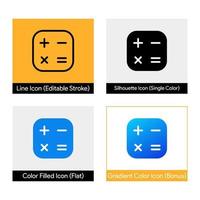 Calculator icon collection isolated on background. vector