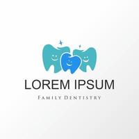 familia o 3 dientes, dientes, imagen de forma dental icono gráfico diseño de logotipo concepto abstracto vector stock. puede usarse como un símbolo relacionado con la salud o la clínica.