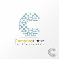 letra simple y única o fuente de palabra c en tecnología imagen icono gráfico diseño de logotipo concepto abstracto vector stock. se puede utilizar como símbolos relacionados con la inicial o internet.