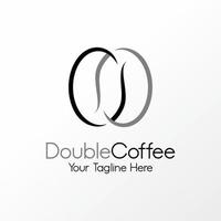 dos granos de café simples que se sinergizan o café doble con imagen de arte de línea única icono gráfico diseño de logotipo concepto abstracto stock vectorial. se puede utilizar como un símbolo relacionado con la bebida o el café vector