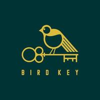 el pájaro simple y único está por encima de la clave en la imagen de línea icono gráfico diseño de logotipo concepto abstracto vector stock. se puede utilizar como un símbolo relacionado con el animal o el hogar.