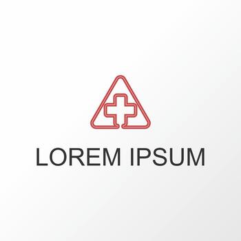Double line triangle with plus or red cross Image graphic icon logo design abstract concept vector stock. Can be used as a symbol related to emergency or hospital