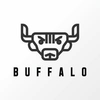 Simple and unique buffalo head in line out image graphic icon logo design abstract concept vector stock. Can be used as a symbol related to animal or sport.