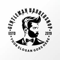 Simple and unique man face for a barbershop with mustache and beard image graphic icon logo design abstract concept vector stock. Can be used as symbol relating to gentleman or hair style