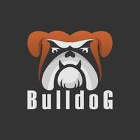 cara o cabeza de bulldog simple y única en imagen feroz icono gráfico diseño de logotipo concepto abstracto vector stock. se puede utilizar como símbolo asociado a un animal o personaje.