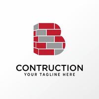 letra simple y única o fuente de palabra b con imagen de construcción de ladrillo icono gráfico diseño de logotipo concepto abstracto stock vectorial. se puede utilizar como un símbolo relacionado con la inicial o la construcción vector