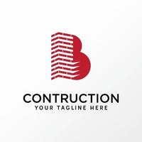 letra simple y única o fuente de palabra b con imagen de construcción de ladrillo icono gráfico diseño de logotipo concepto abstracto stock vectorial. se puede utilizar como un símbolo relacionado con la inicial o la construcción vector