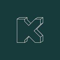 Simple and unique Letter K font in line 3D image graphic icon logo design abstract concept vector stock. Can be used as symbol related to initial or monogram