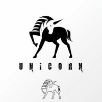 forma de unicornio simple y única con imagen de espacio negativo icono gráfico diseño de logotipo concepto abstracto stock vectorial. se puede usar como un símbolo asociado con un animal o una granja. vector