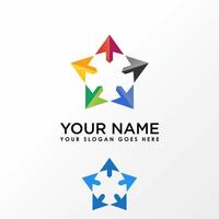 flecha única en 5 ángulos de círculo en imagen colorida icono gráfico diseño de logotipo concepto abstracto vector stock. se puede utilizar como una organización o icono