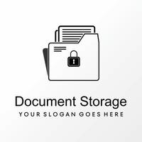 Simple and unique document holder, paper, and padlock key image graphic icon logo design abstract concept vector stock. Can be used as symbols related to office or security.