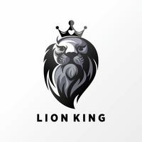 rey león de cabeza simple y único o usando imagen de corona icono gráfico diseño de logotipo concepto abstracto vector stock. se puede utilizar como símbolo relacionado con un animal o un personaje.