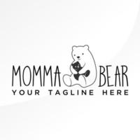 Simple and unique mother and child bear in hugging and carrying position image graphic icon logo design abstract concept vector stock. can be used as a company symbol or related to animal