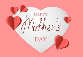 tarjeta de felicitación del día de la madre para el diseño de celebración. corazones de papel sobre un fondo rosa. ilustración vectorial moderna vector
