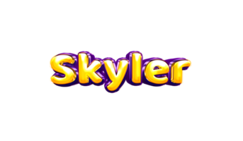names helium balloon air shiny yellow baby new born font style 3d  Skyler png