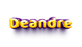 names of boy English helium balloon shiny celebration sticker 3d inflated Deandre png